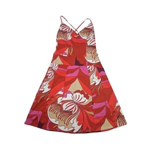 Rare Y2k Vintage Zara Tropical Babydoll Womens size 4 Beachy Dopamine Mini Dress